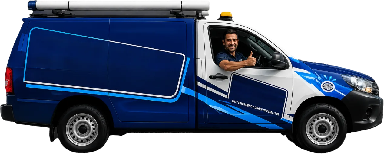 Our drain service van out on a Strathfield South job