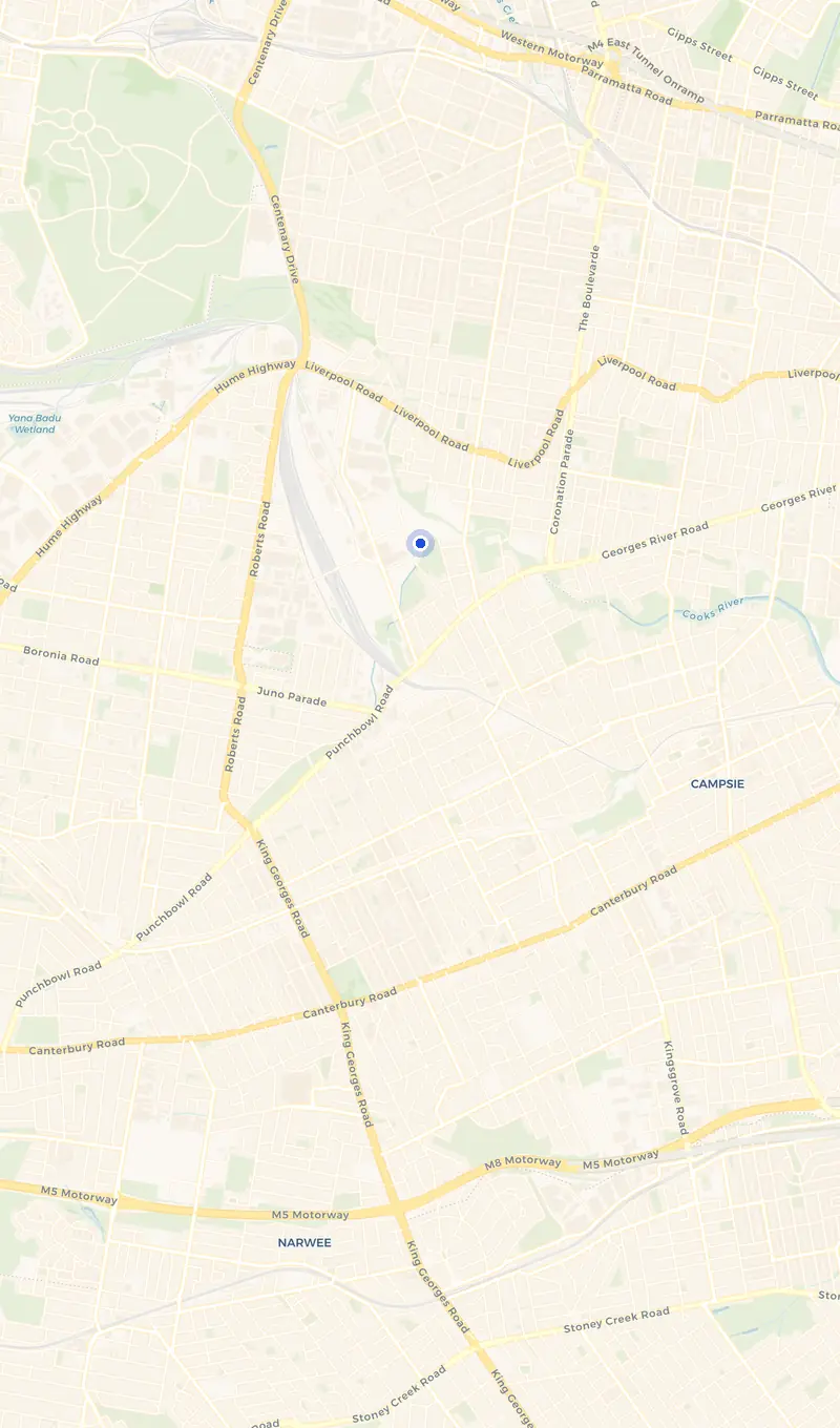 Map of the Strathfield South service area and the surrounding suburbs we cover.